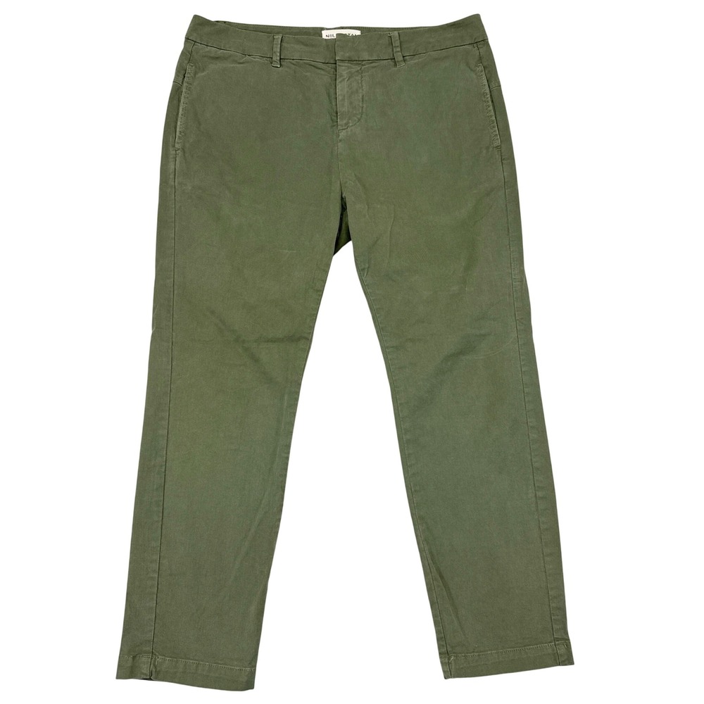 Nili Lotan Pants Womens Size 6 Green Olive Chino Cropped Stretch Casual Basics